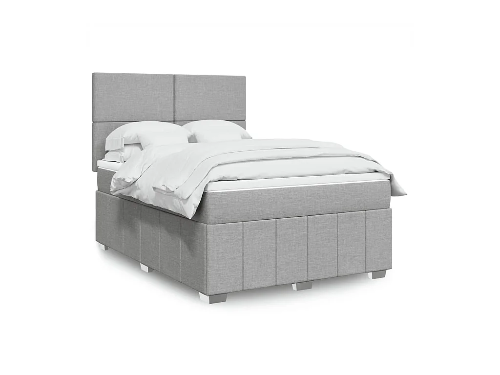 Sommier à lattes de lit avec matelas Gris clair 160x200cm Tissu