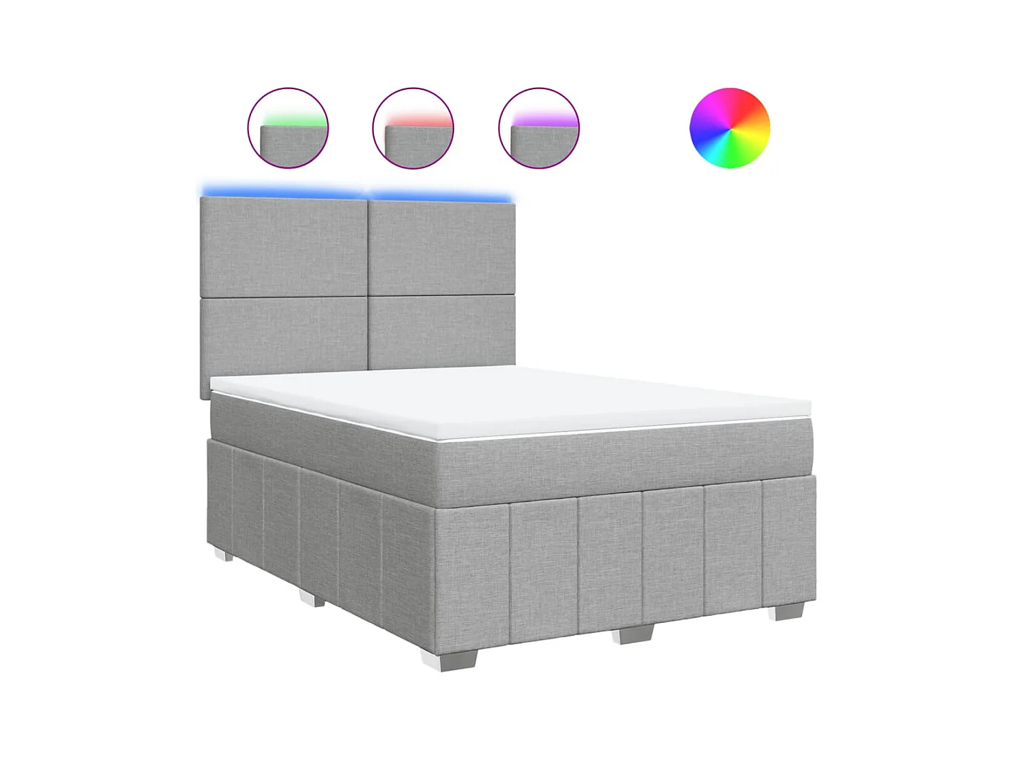 Sommier à lattes de lit avec matelas Gris clair 160x200cm Tissu