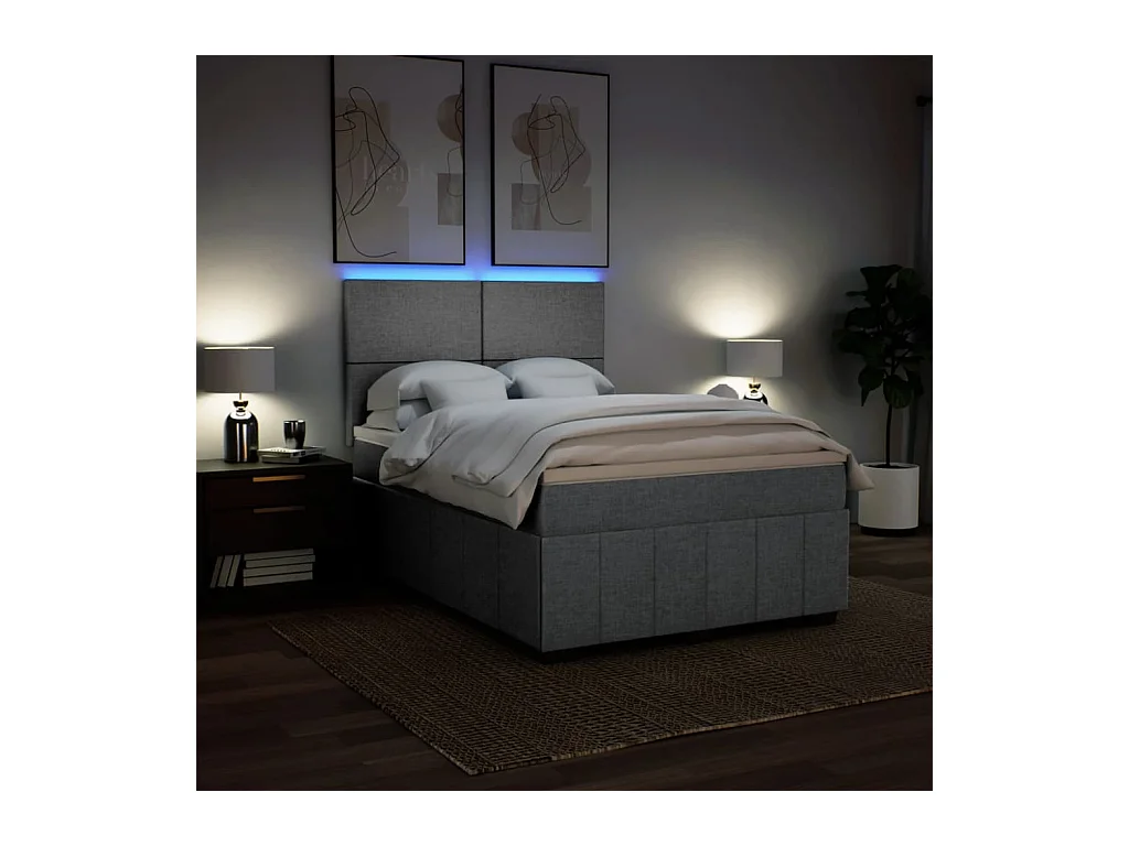 Sommier à lattes de lit avec matelas Gris clair 160x200cm Tissu