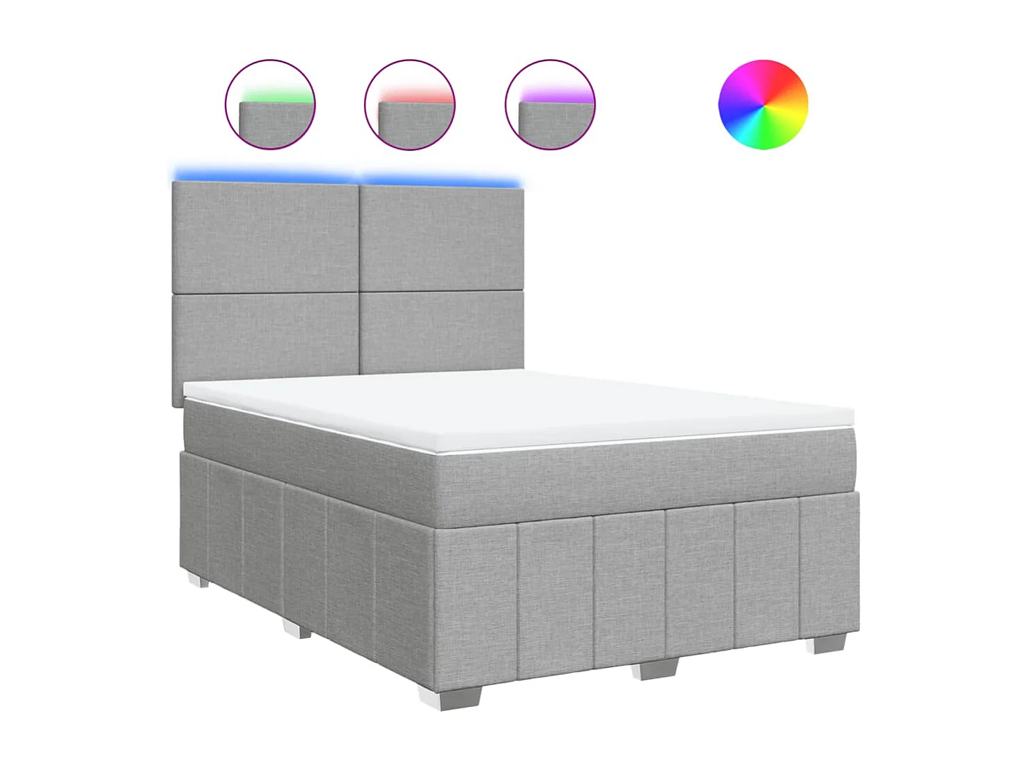 Cama box spring con colchón tela gris claro 160x200 cm