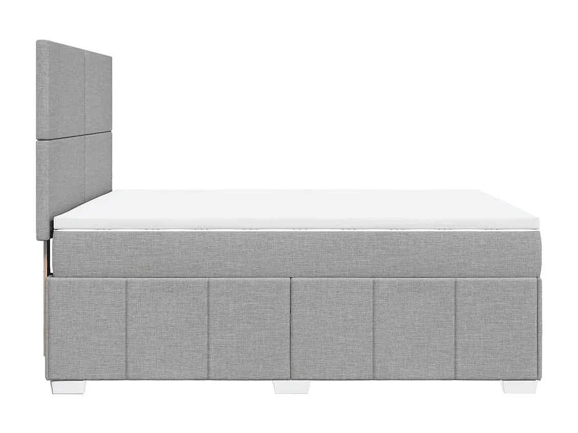 Cama box spring con colchón tela gris claro 160x200 cm
