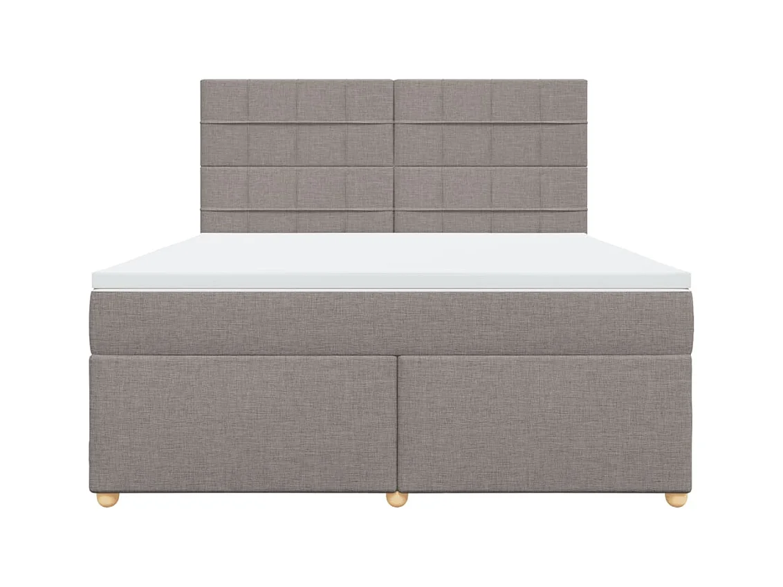 Cama box spring con colchón tela gris taupe 180x200 cm