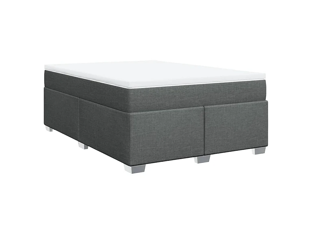Cama box spring con colchón tela gris oscuro 140x200 cm
