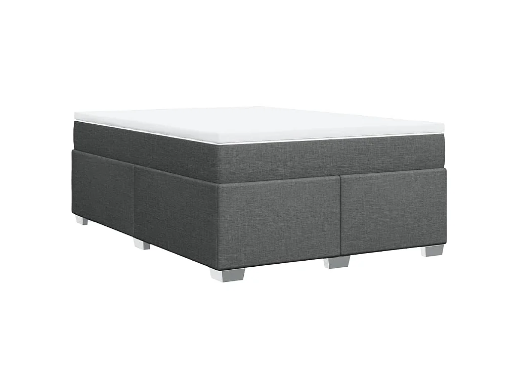 Cama box spring con colchón tela gris oscuro 140x200 cm