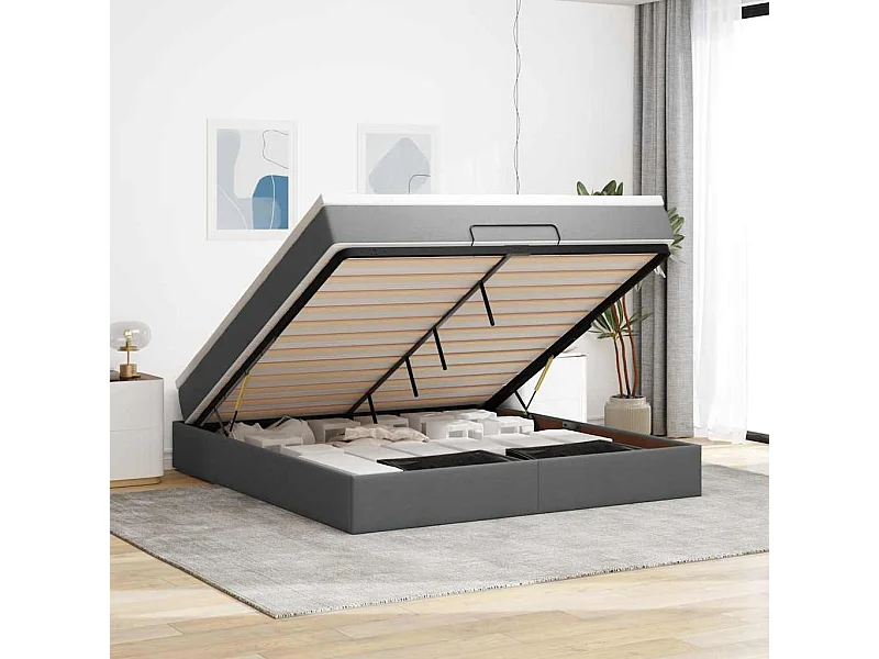Ottoman bed met matras 180x200cm stof donkergrijs