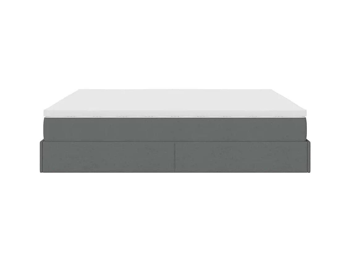 Cadre de lit ottoman avec matelas gris foncé 180x200 cm tissu