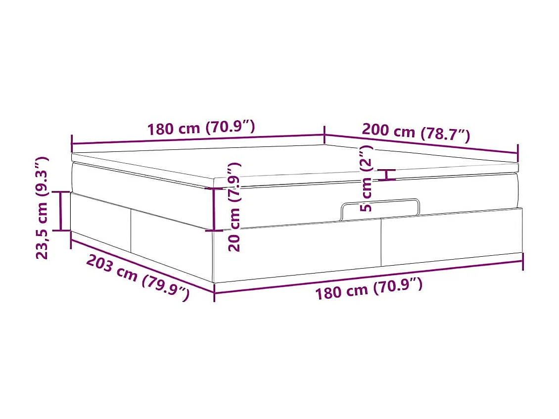 Ottoman-Bett mit Matratze Dunkelgrau 180x200 cm Stoff