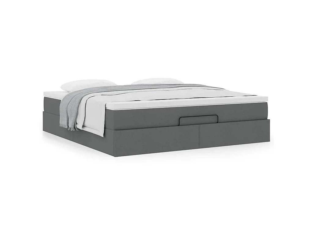 Estrutura de cama otomana com colchão 180x200cm cinzento escuro