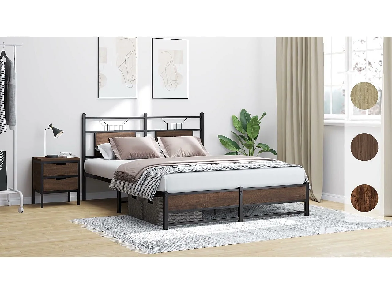 Giroletto senza Materasso Rovere Fumo 140x190 cm in Truciolato