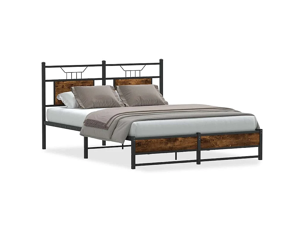 Cadre de lit sans matelas chêne fumé 140x190 cm bois ingénierie