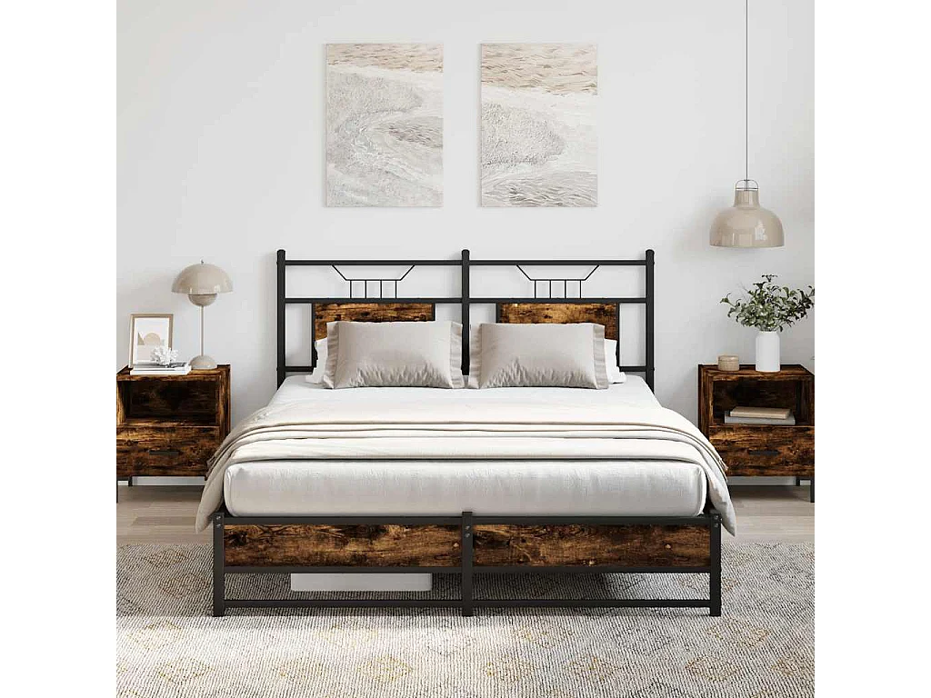 Cadre de lit sans matelas chêne fumé 140x190 cm bois ingénierie