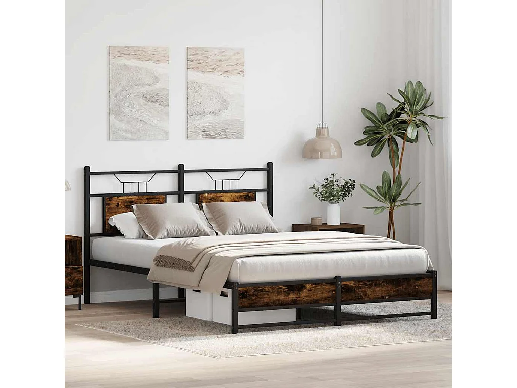 Cadre de lit sans matelas chêne fumé 140x190 cm bois ingénierie