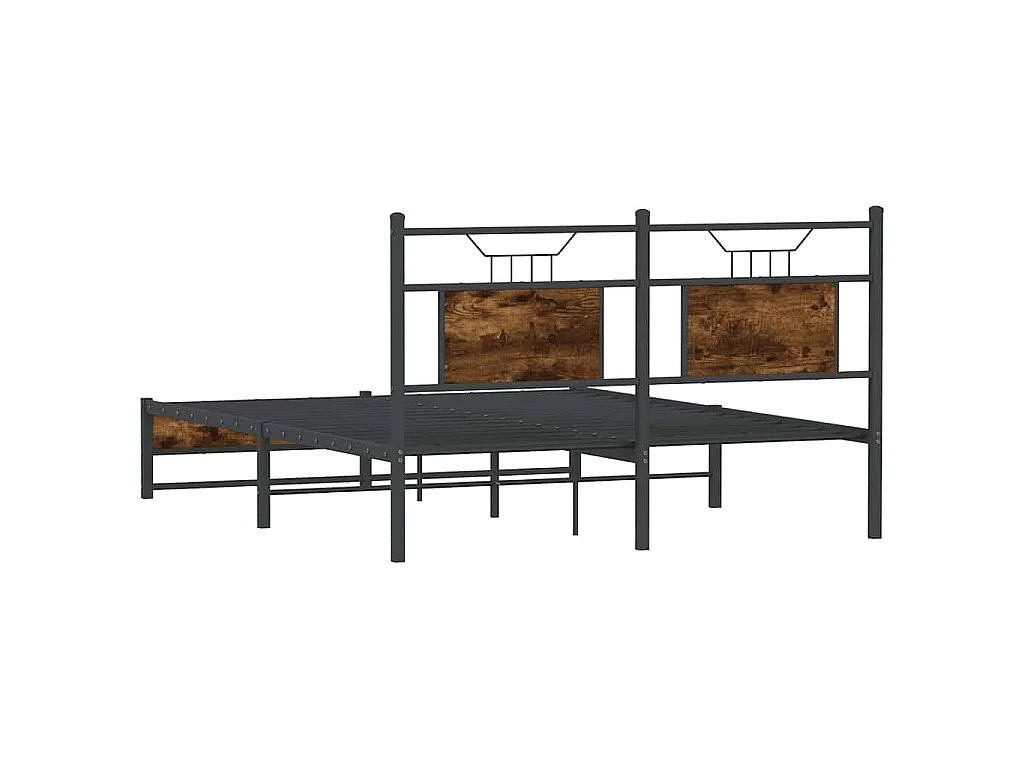 Cadre de lit sans matelas chêne fumé 140x190 cm bois ingénierie