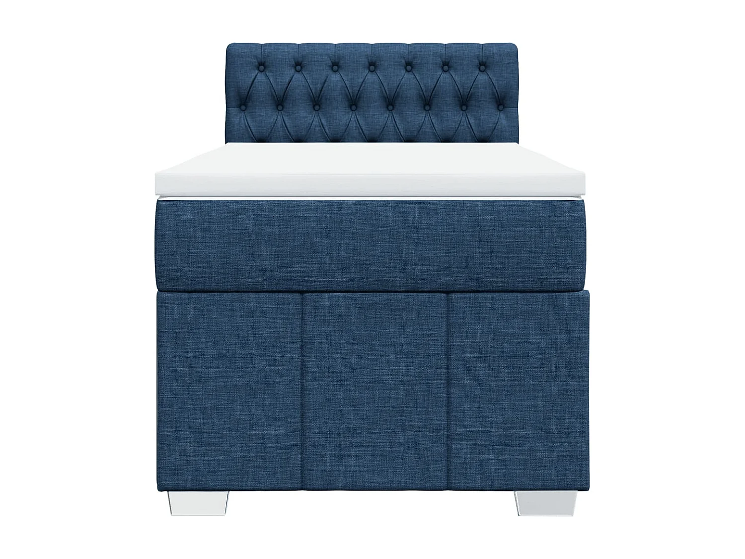 Cama box spring con colchón tela azul 100x200 cm