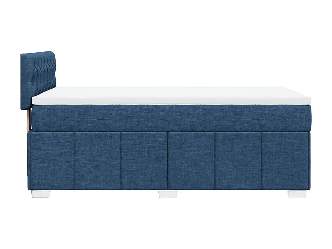 Cama box spring con colchón tela azul 100x200 cm
