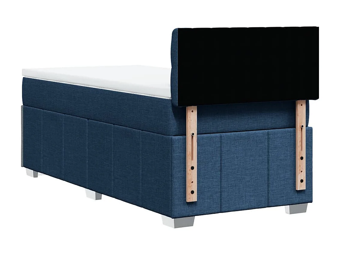 Cama box spring con colchón tela azul 100x200 cm