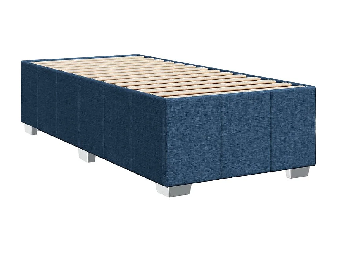Cama box spring con colchón tela azul 100x200 cm