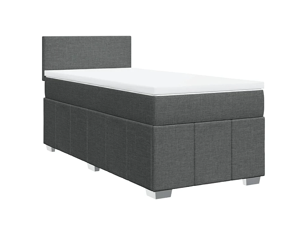 Sommier à lattes de lit et matelas Gris foncé 90x190 cm Tissu