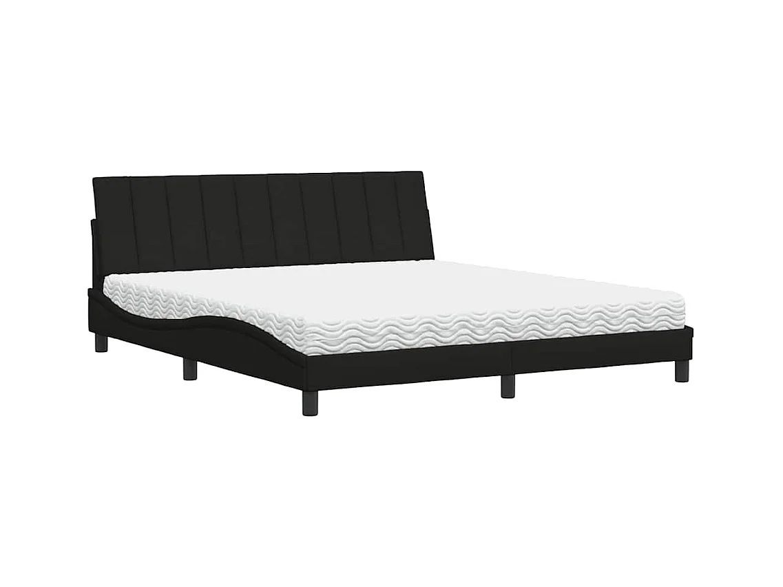 Lit avec matelas Hanko noir 180x200 cm tissu