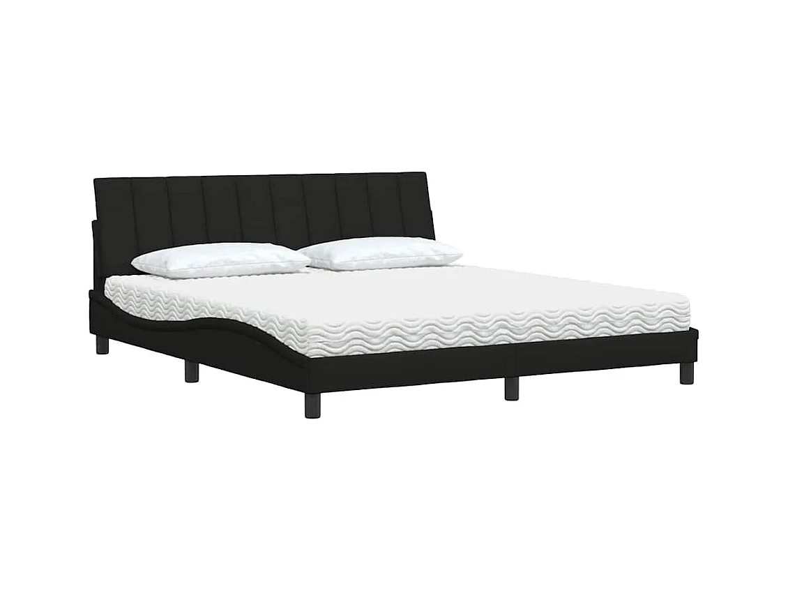 Lit avec matelas Hanko noir 180x200 cm tissu