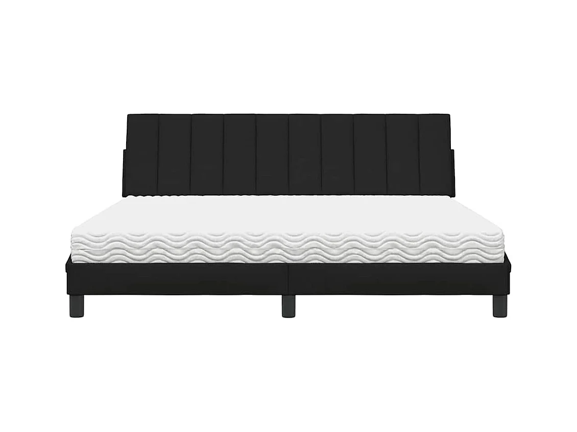 Lit avec matelas Hanko noir 180x200 cm tissu