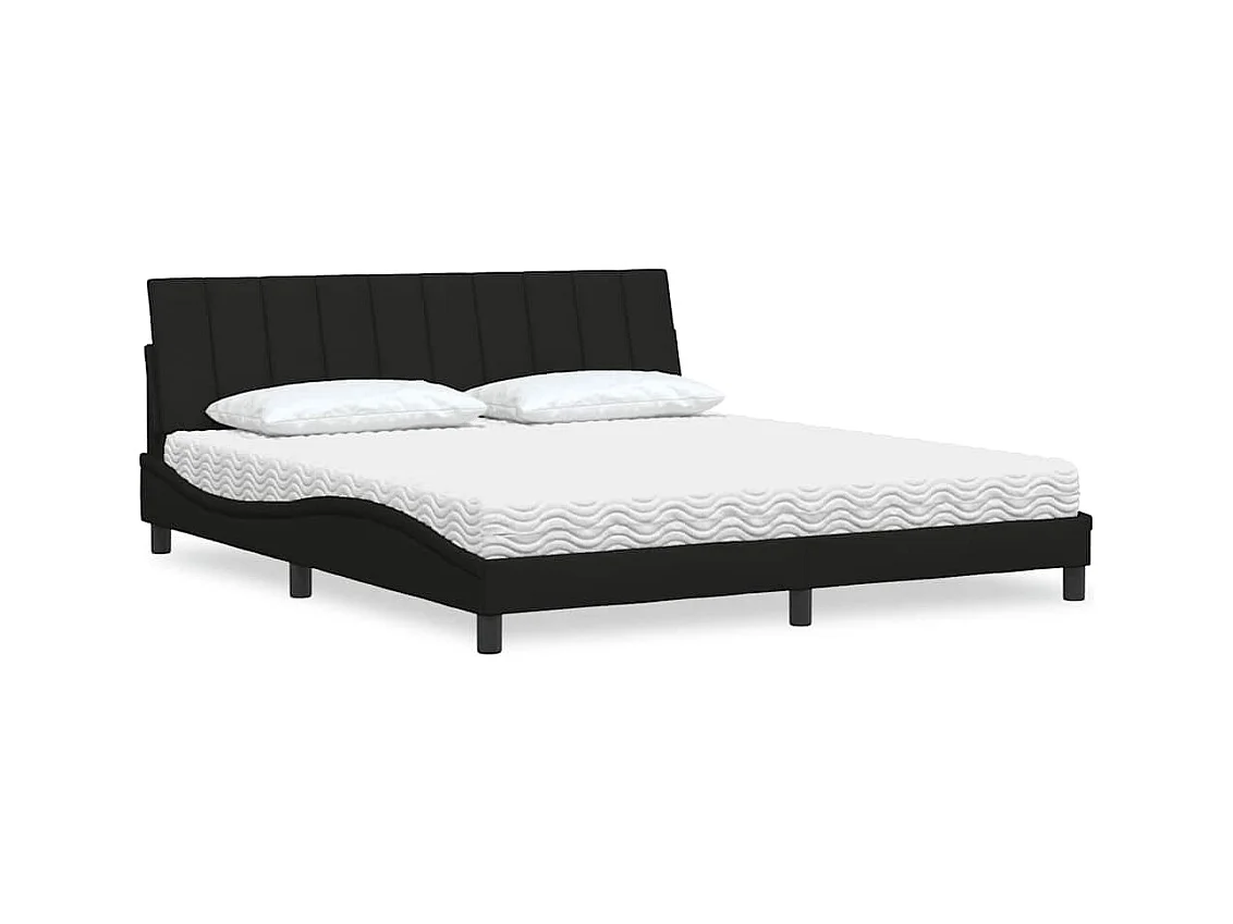 Lit avec matelas noir 180x200 cm tissu