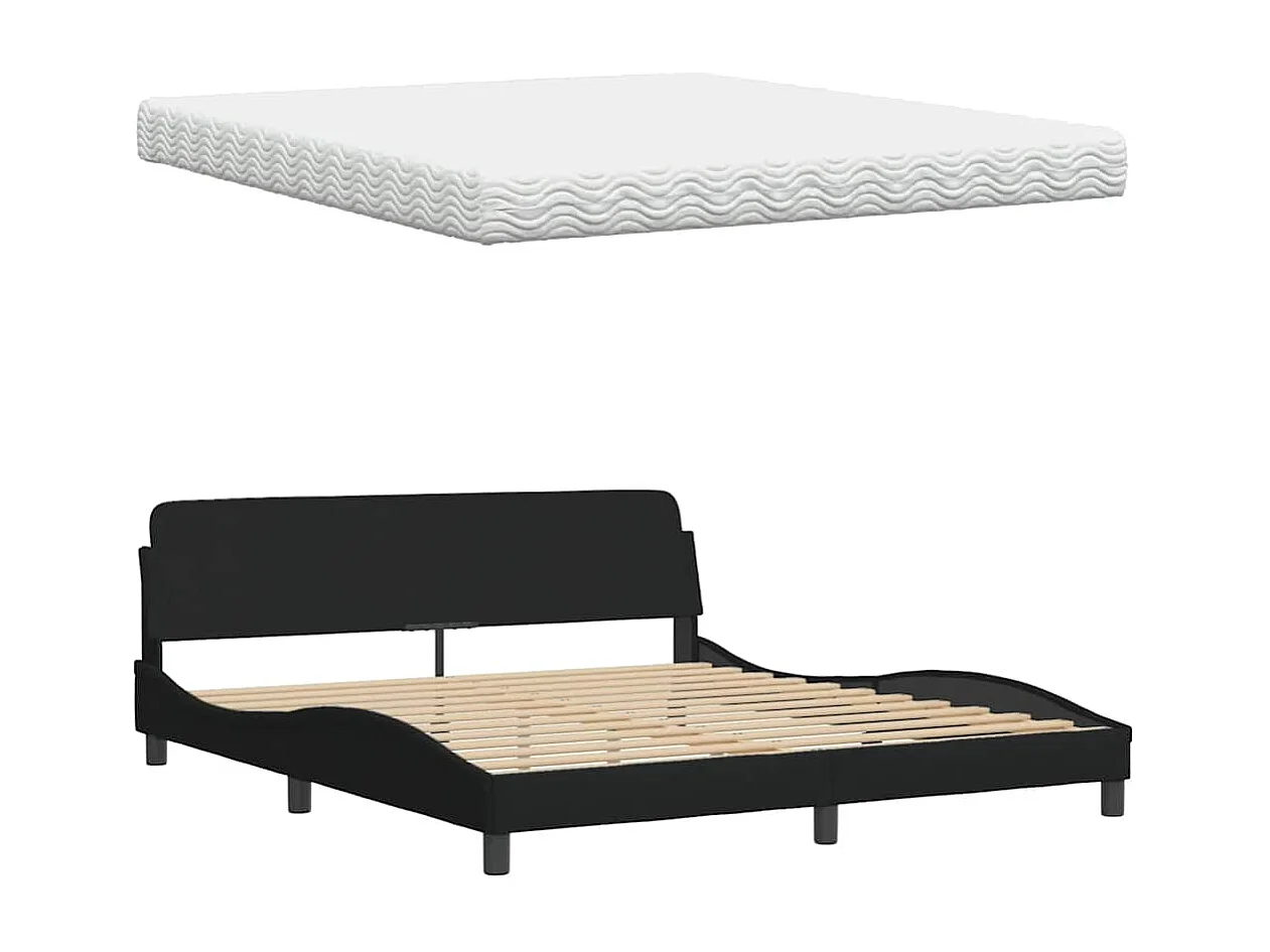 Bett mit Matratze "Hanko" Schwarz 180x200 cm Stoff