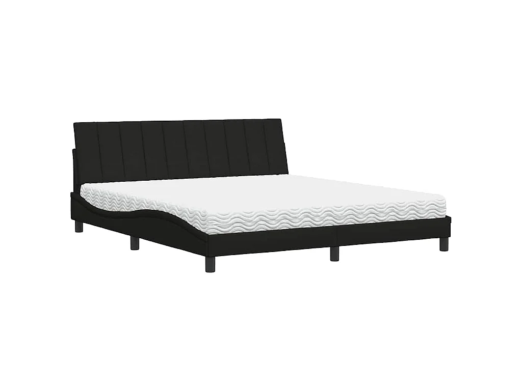 Bed met matras "Hanko" stof zwart 180x200 cm