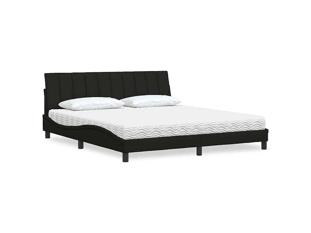 Bed met matras "Hanko" stof zwart 180x200 cm