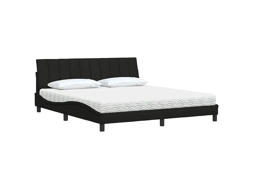 Bed met matras "Hanko" stof zwart 180x200 cm