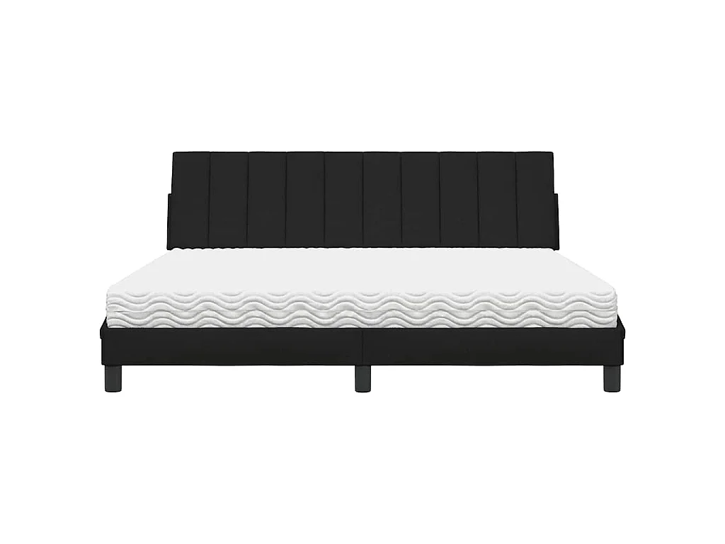 Lit avec matelas Hanko noir 180x200 cm tissu