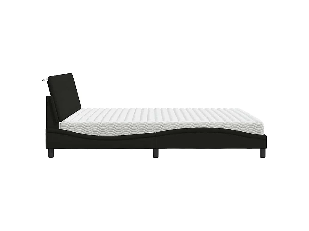 Lit avec matelas Hanko noir 180x200 cm tissu