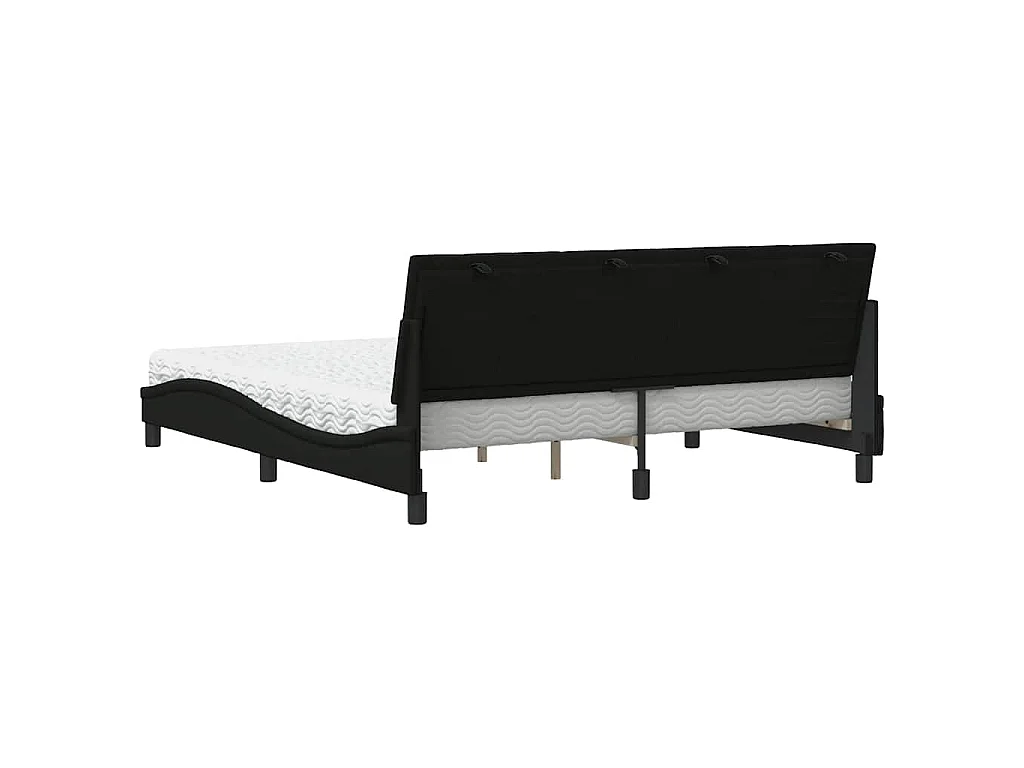 Lit avec matelas Hanko noir 180x200 cm tissu