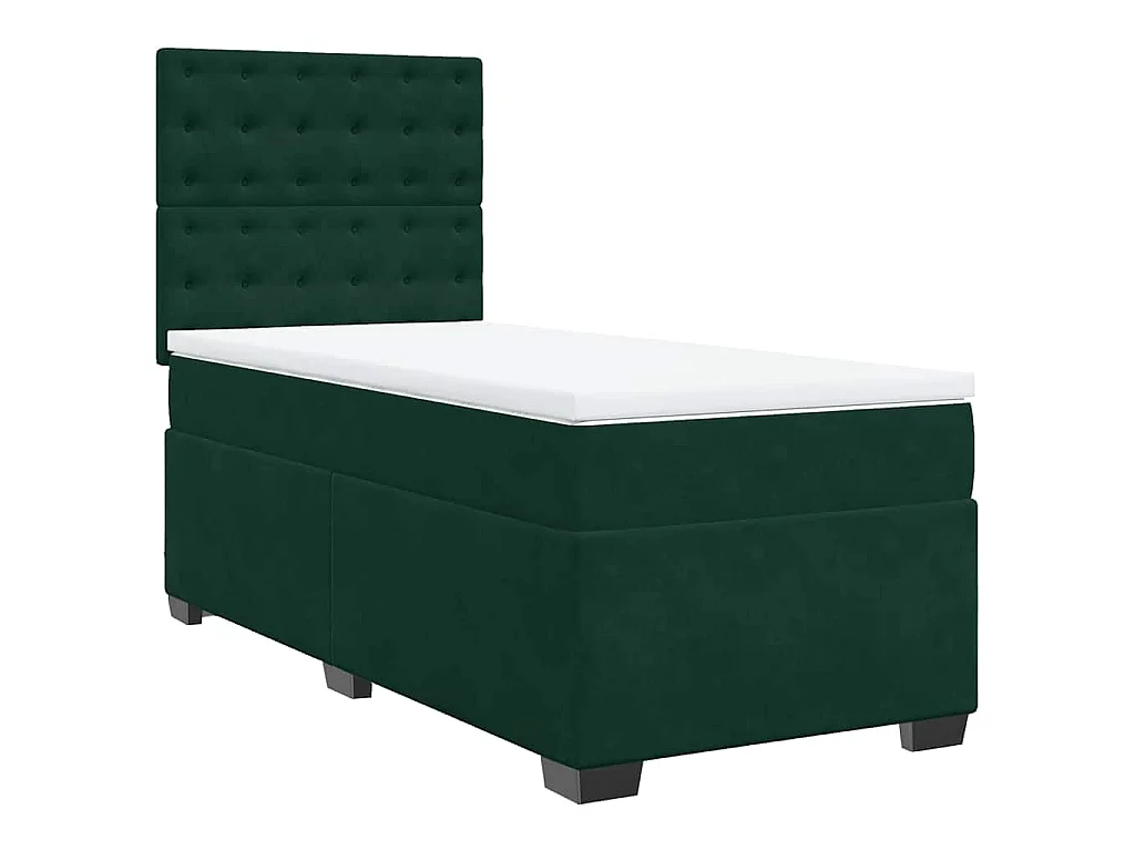 Sommier à lattes de lit avec matelas Vert foncé 90x200 cm