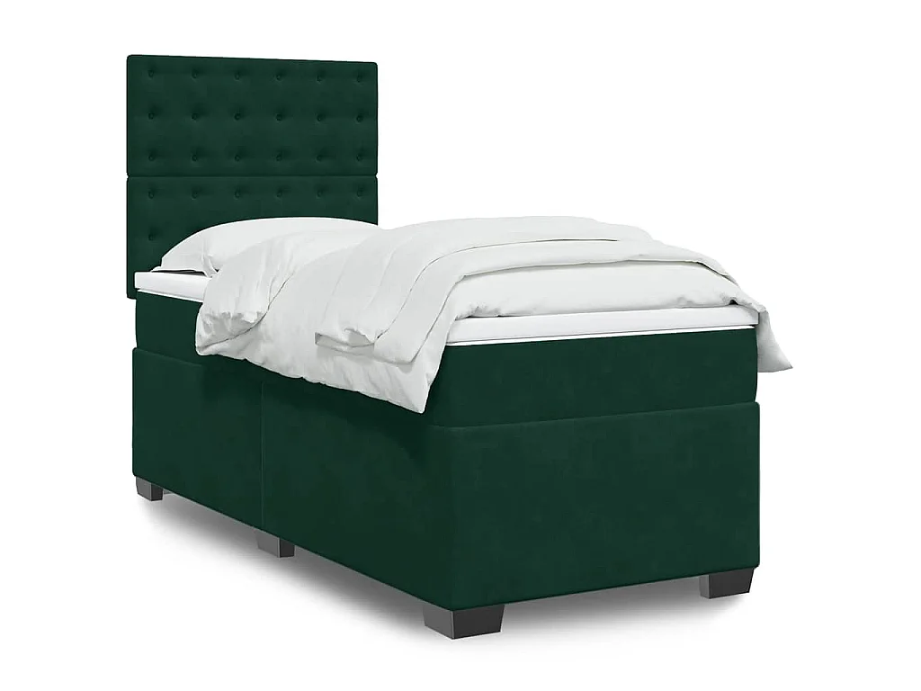 Sommier à lattes de lit avec matelas Vert foncé 90x200 cm