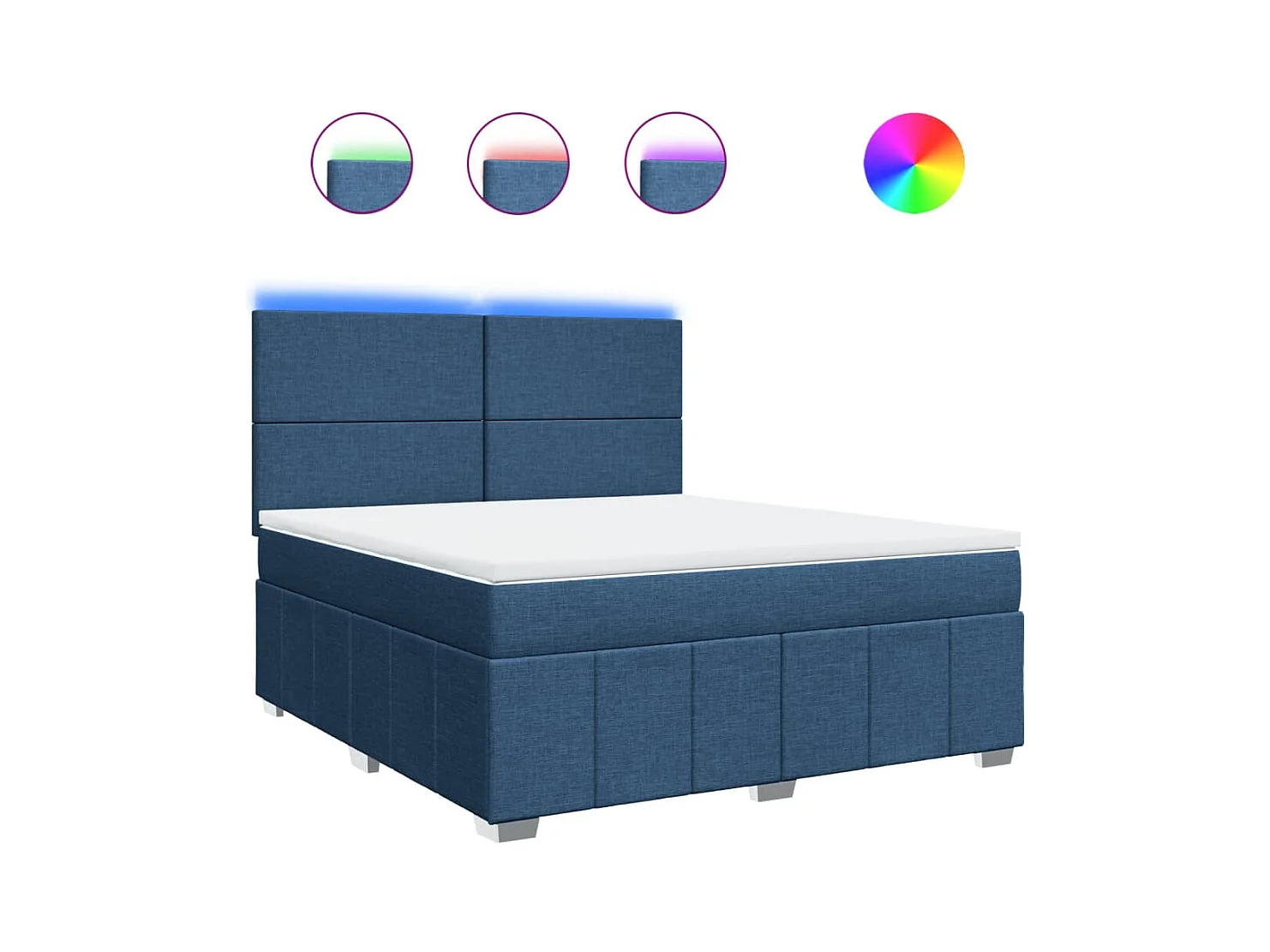 Sommier à lattes de lit avec matelas Bleu 180x200 cm Tissu