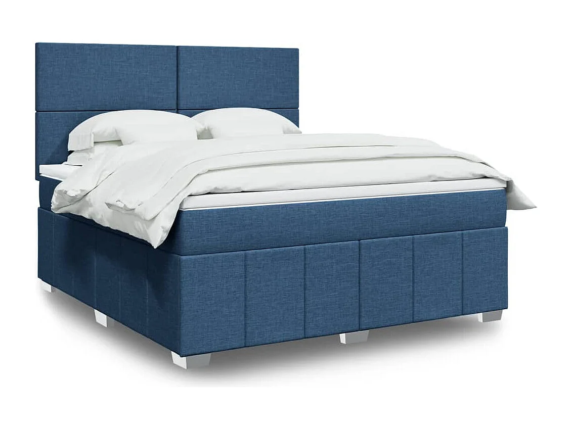 Boxspringbett mit Matratze Blau 180x200 cm Stoff