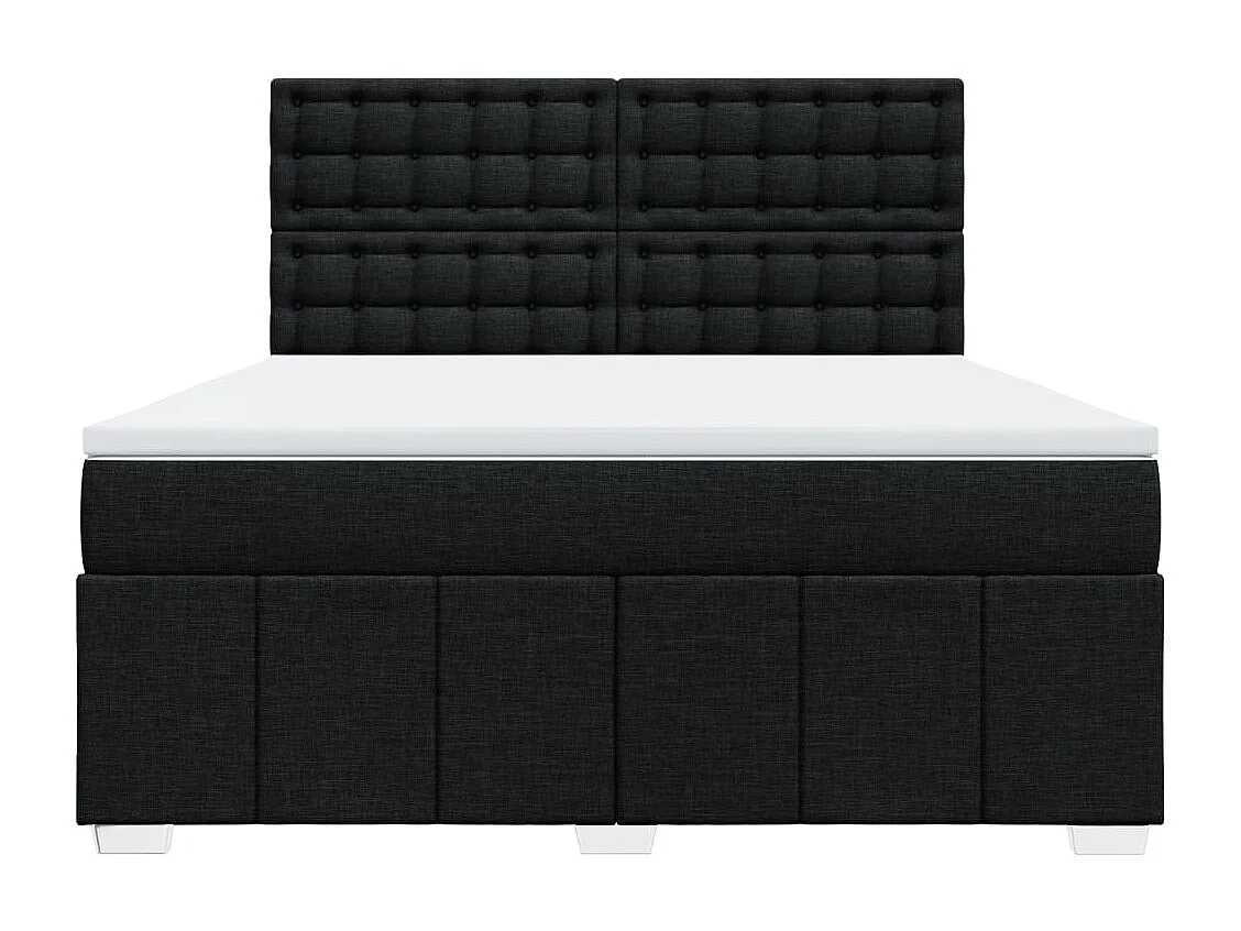 Sommier à lattes de lit avec matelas Noir 180x200 cm Tissu
