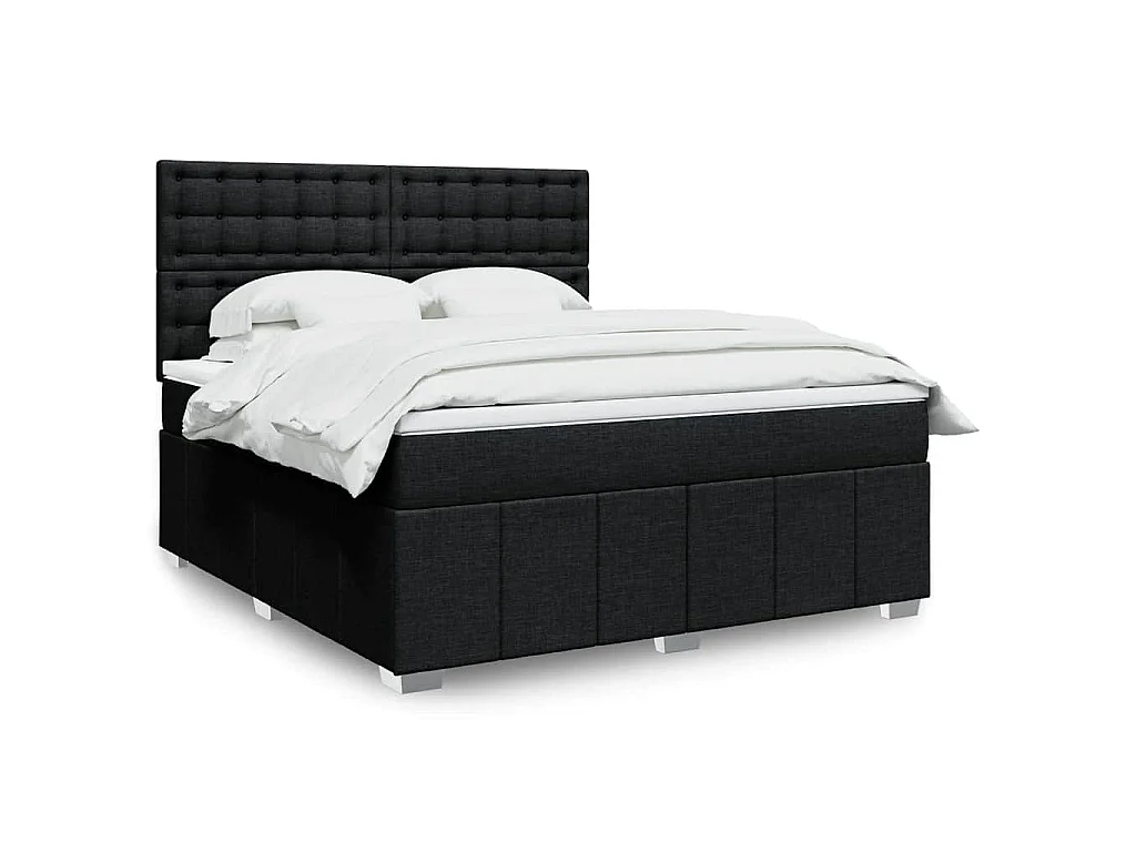 Giroletto a Molle con Materasso Nero 180x200 cm in Tessuto