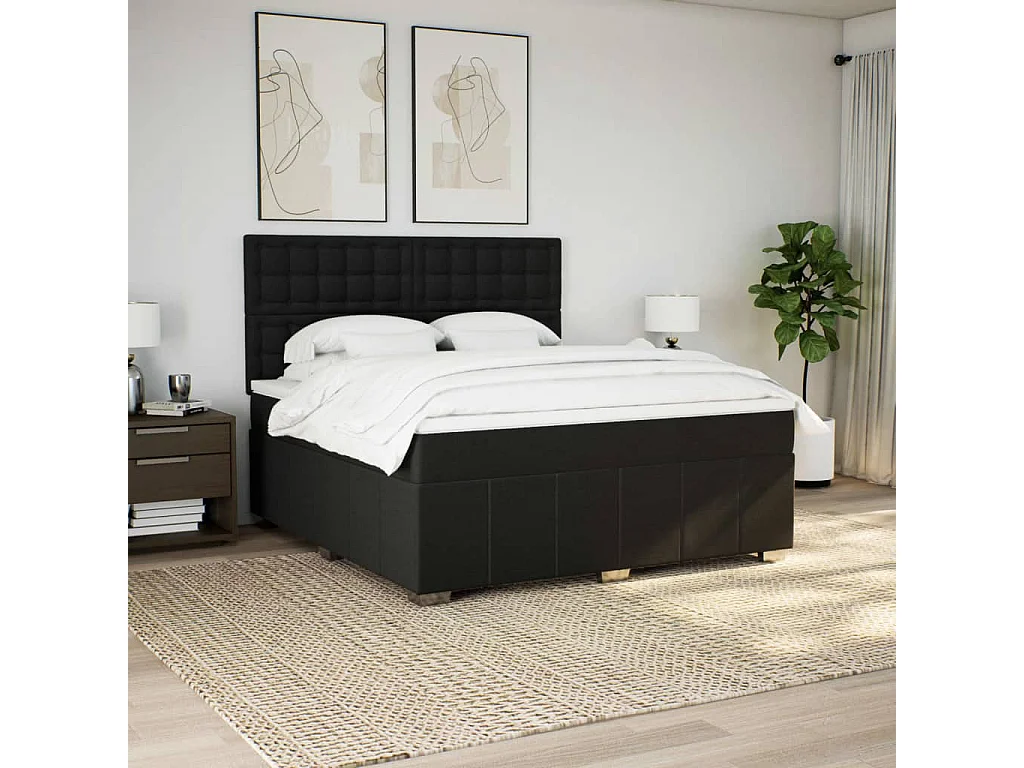 Giroletto a Molle con Materasso Nero 180x200 cm in Tessuto