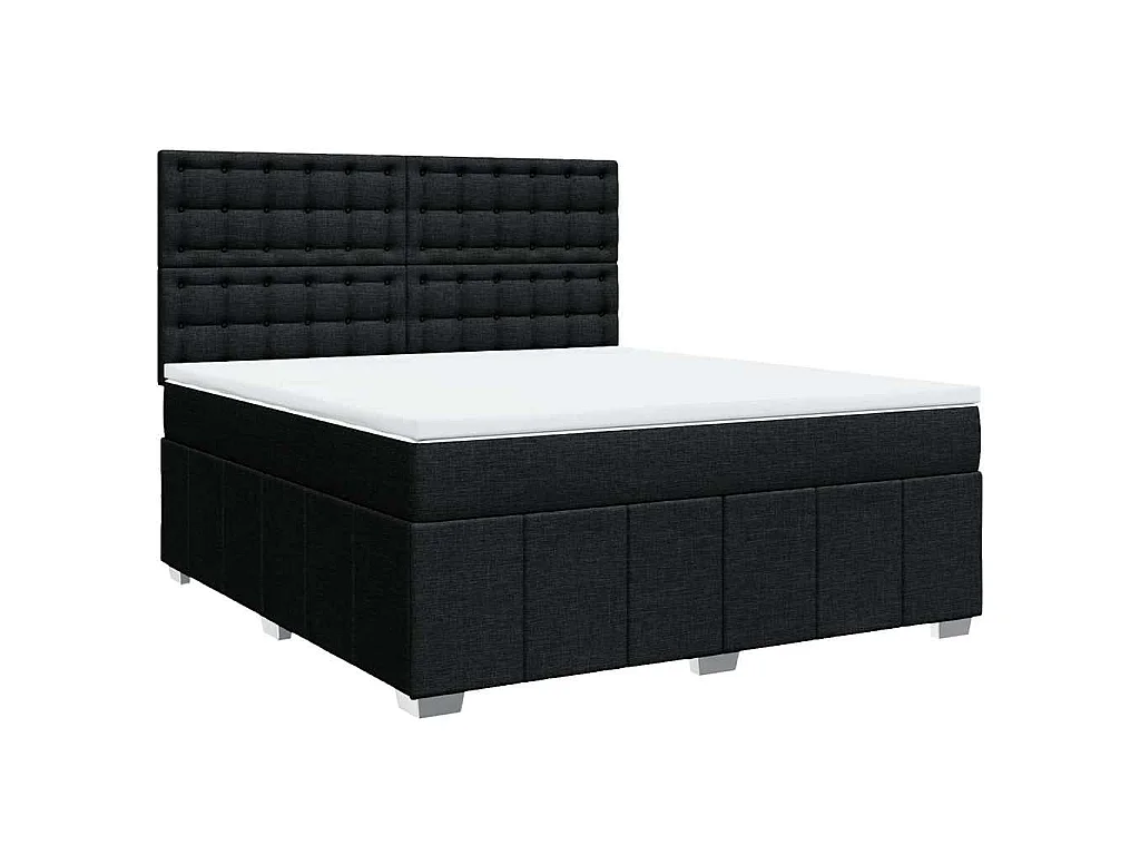 Sommier à lattes de lit avec matelas Noir 180x200 cm Tissu