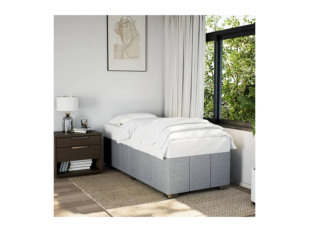 Bettgestell ohne Matratze Hellgrau 90x190 cm Stoff