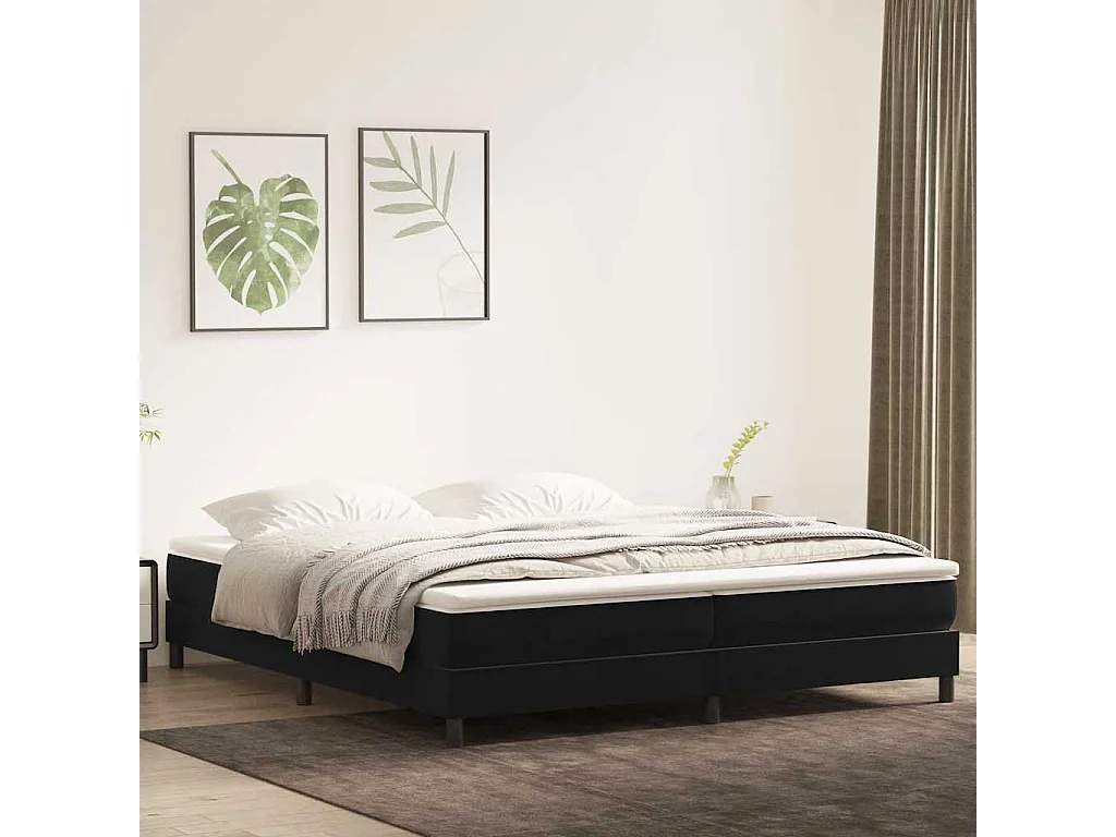 Cama box spring con colchón terciopelo negro 180x220 cm