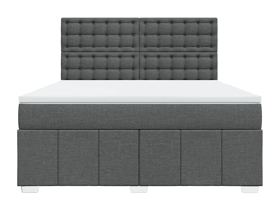 Cama box spring con colchón tela gris oscuro 180x200 cm