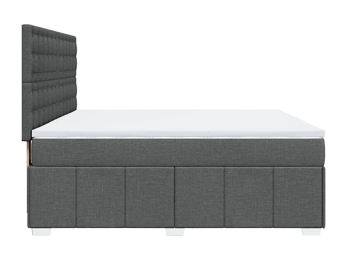 Cama box spring con colchón tela gris oscuro 180x200 cm