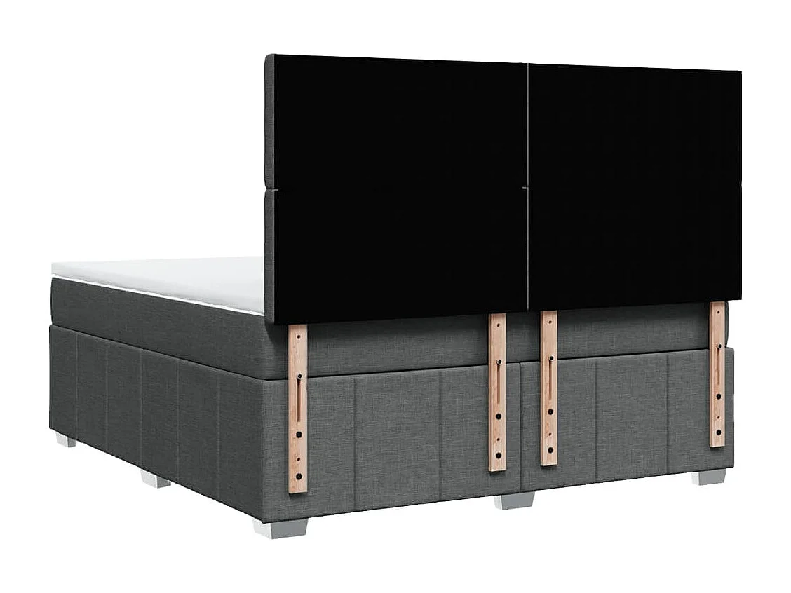 Cama box spring con colchón tela gris oscuro 180x200 cm