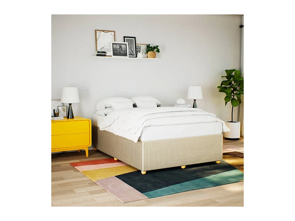 Bettgestell ohne Matratze Creme 140x190 cm Stoff