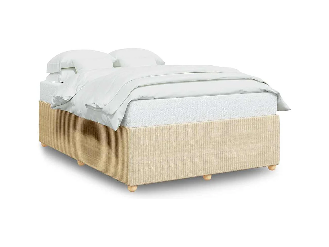 Bettgestell ohne Matratze Creme 140x190 cm Stoff