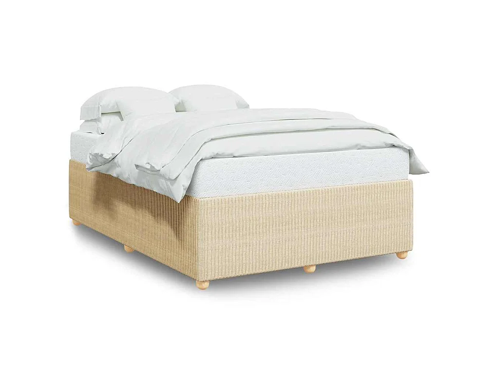 Bettgestell ohne Matratze Creme 140x190 cm Stoff