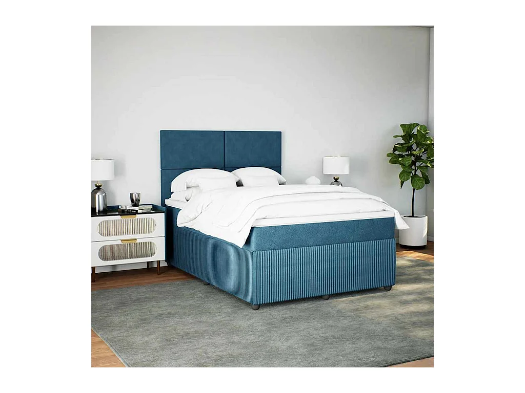 Boxspring met matras fluweel blauw 160x200 cm